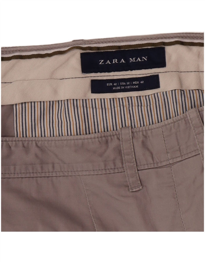 Zara Mens Pegged Chino Shorts EU 42 Grande W32 Cinza