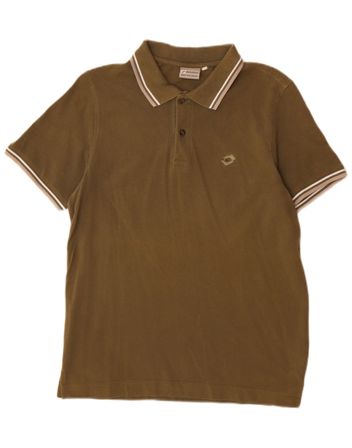 Camisa polo masculina Lotto pequena algodão cáqui