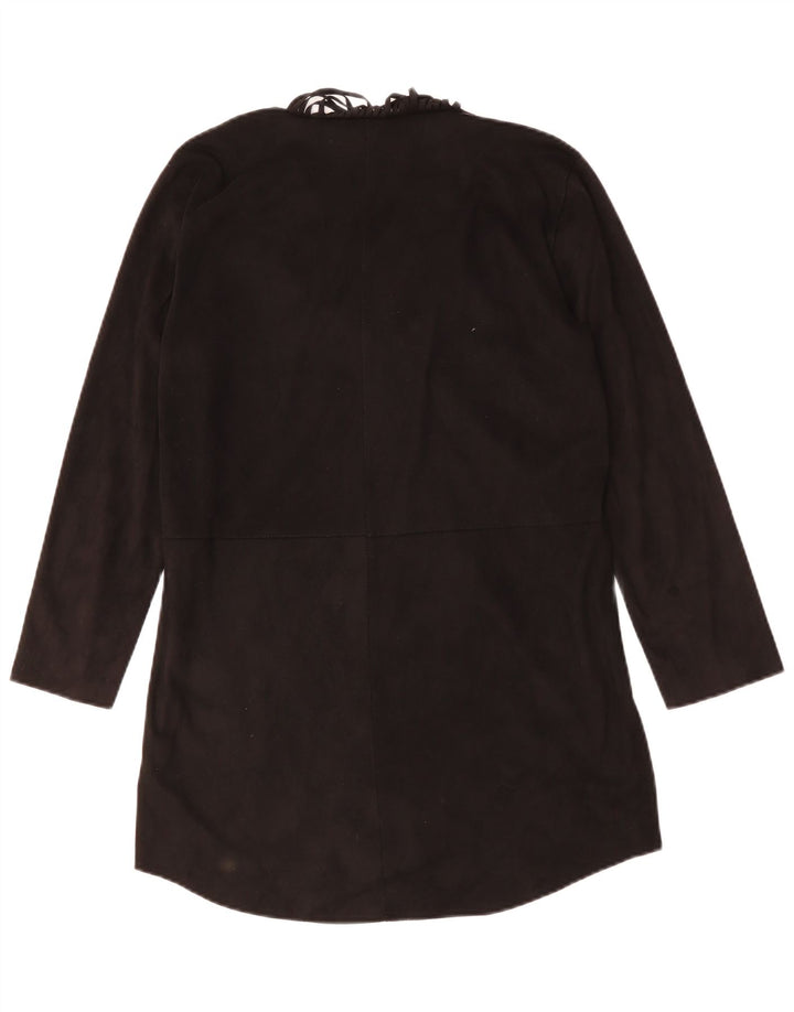 Vestido túnica feminino de manga comprida ZARA Reino Unido 14 poliéster preto médio