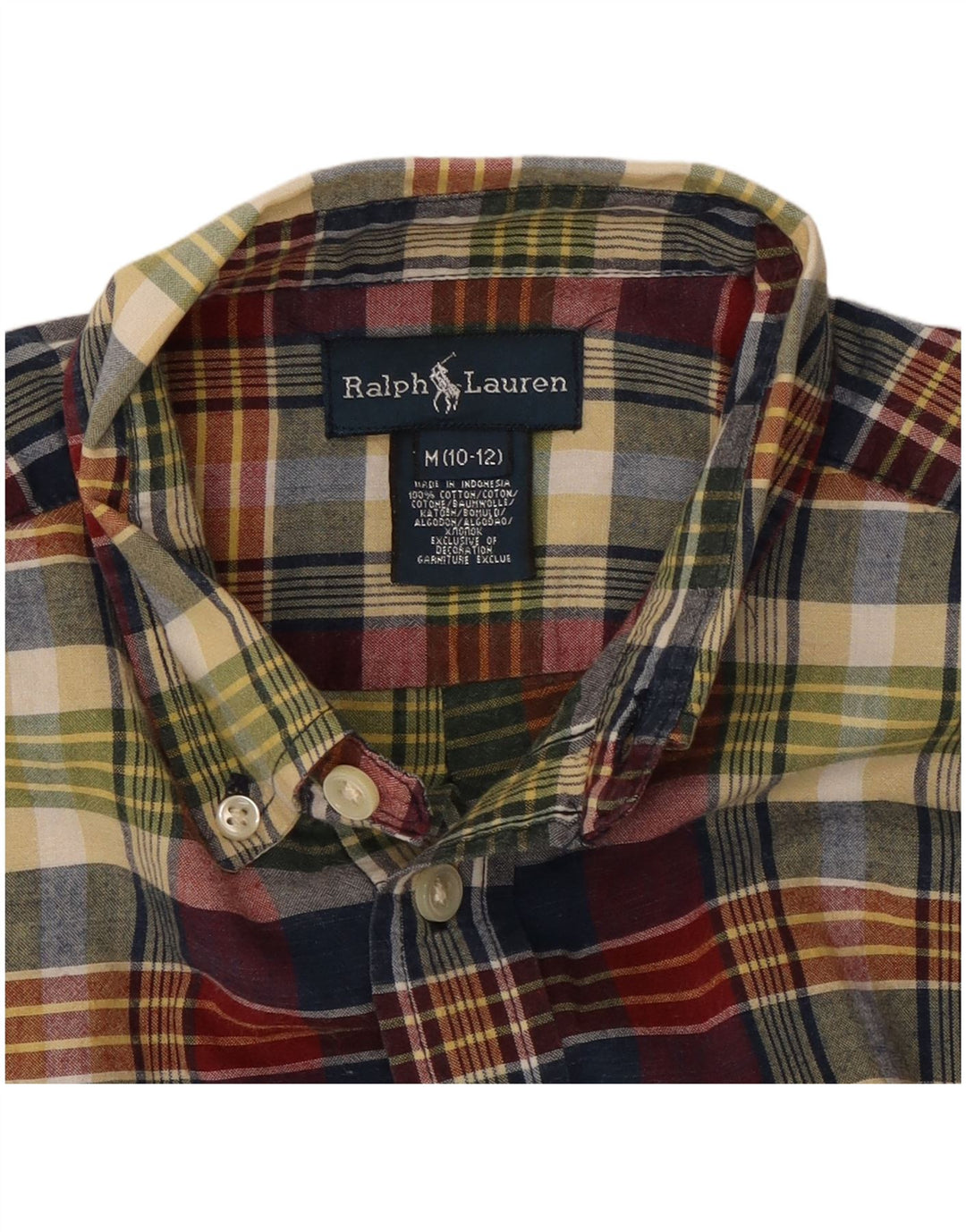 Ralph Lauren Camisa masculina 10-11 anos média xadrez multicolorida algodão