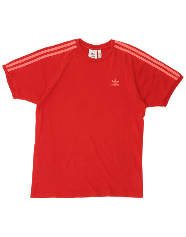Adidas Mens Camiseta Top Médio Algodão Vermelho
