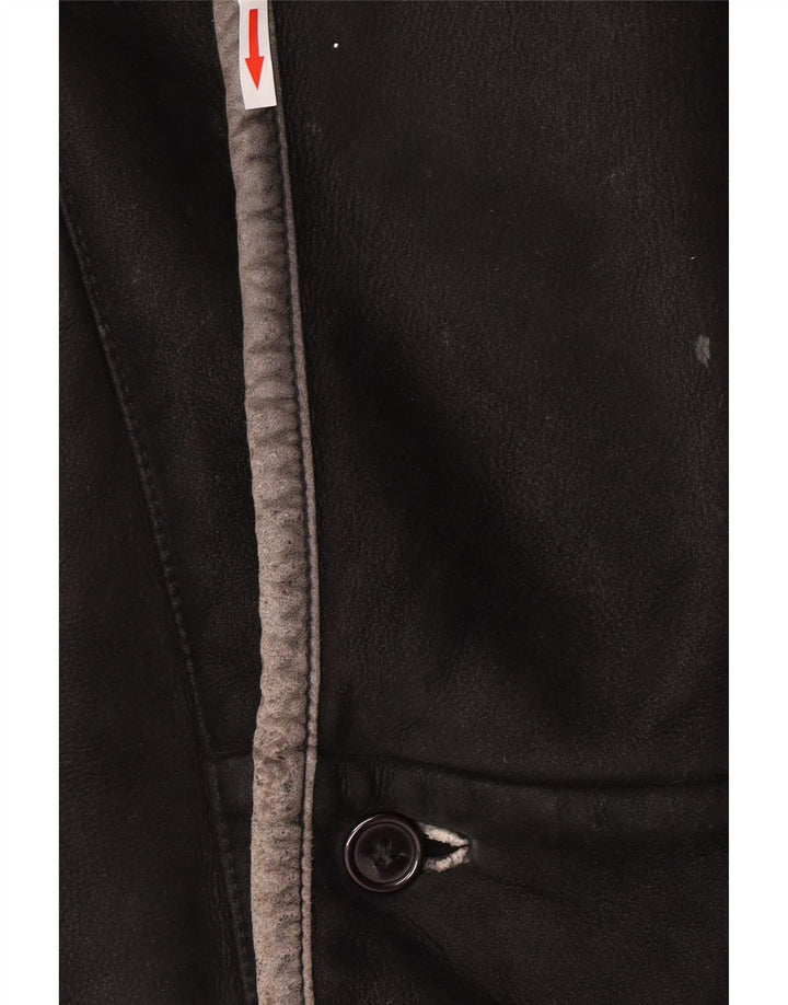 Jaqueta masculina vintage de shearling IT 50 grande shearling preto