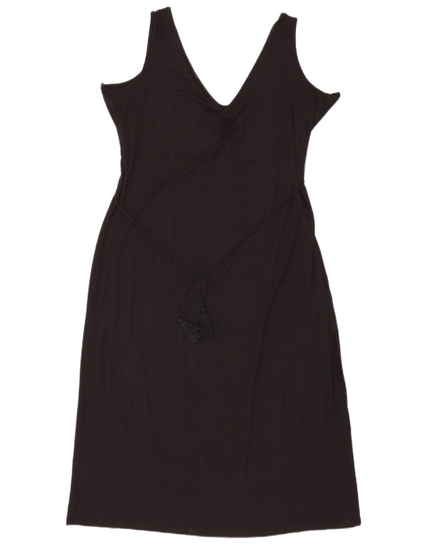 Vestido feminino Marks & Spencer sem mangas com bainha UK 24 4XL preto viscose