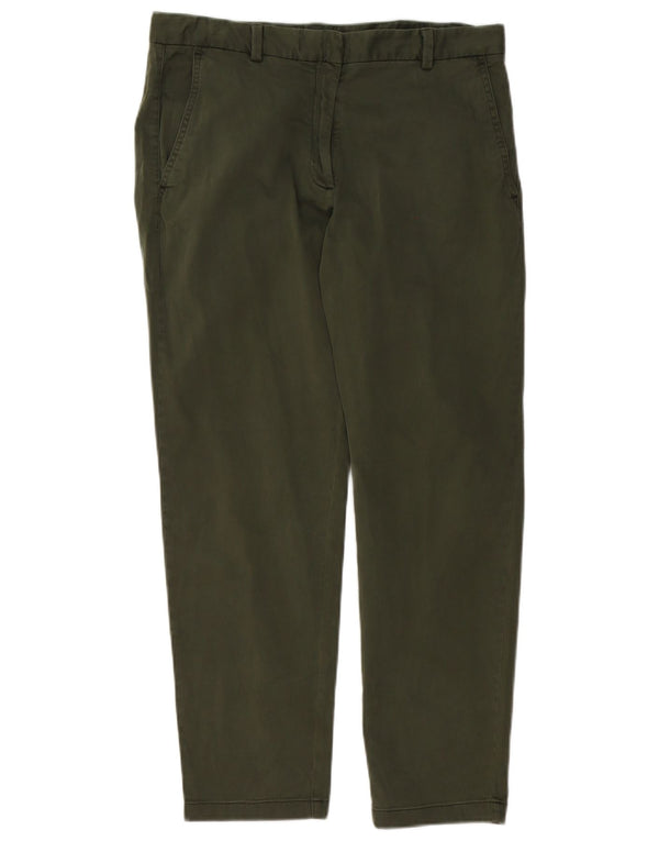 Calça chino reta feminina Marks & Spencer Reino Unido 12 médio W32 L27 verde