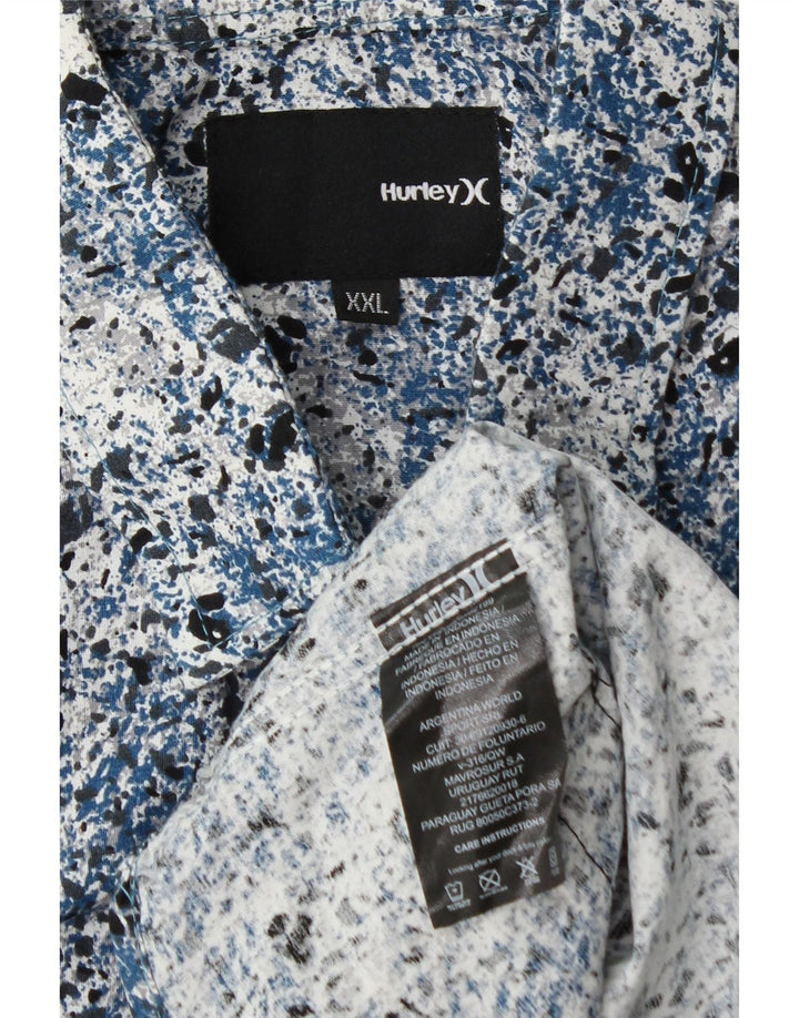 Camisa masculina de manga curta Hurley 2XL azul manchada