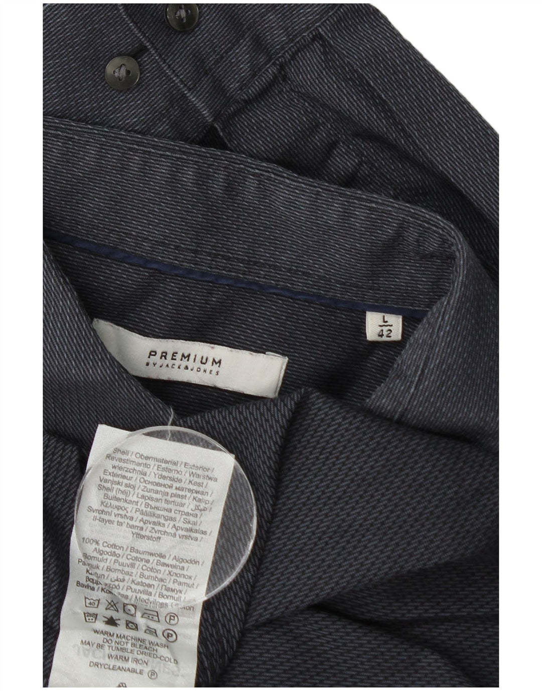 Camisa masculina Jack & Jones tamanho 42 grande algodão listrado cinza