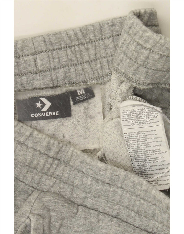 Shorts esportivos masculinos Converse algodão manchado cinza médio