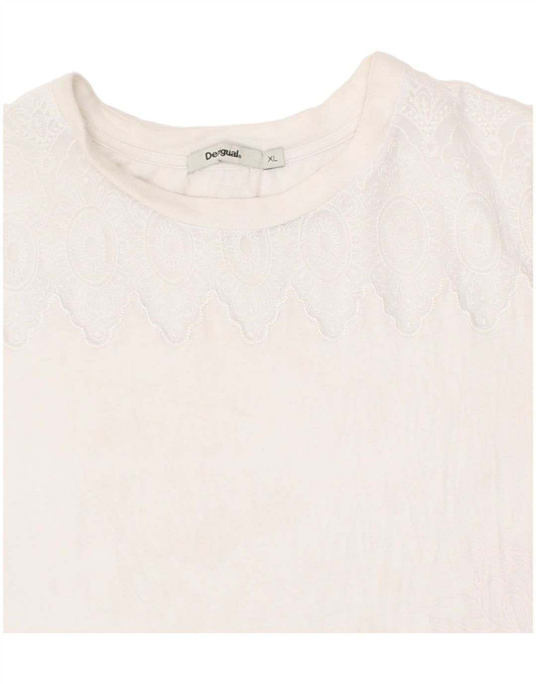 DESIGUAL Womens T-Shirt Top UK 18 XL White Cotton Vintage Desigual and Second-Hand Desigual from Messina Hembry 