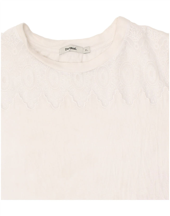 DESIGUAL Womens T-Shirt Top UK 18 XL White Cotton Vintage Desigual and Second-Hand Desigual from Messina Hembry 