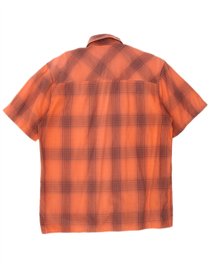 Wrangler Camisa masculina de manga curta laranja médio algodão xadrez