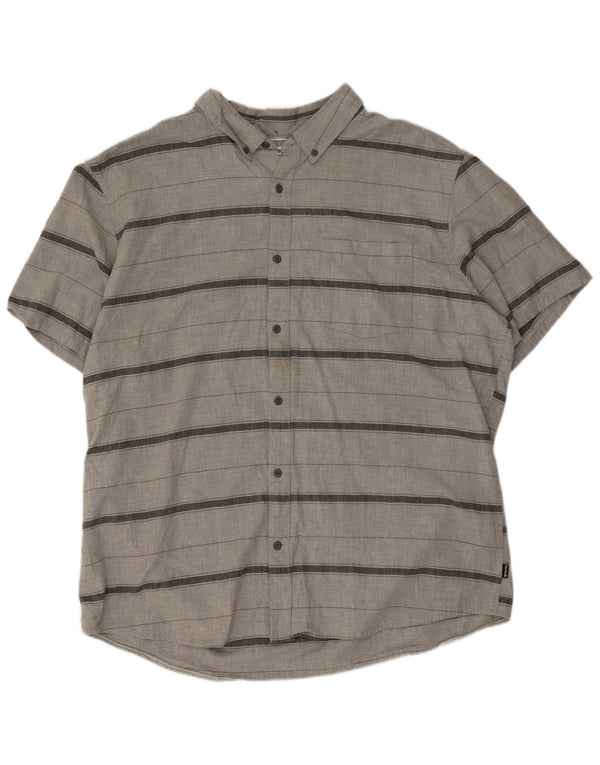 Camisa masculina Hurley de manga curta clássica 2XL algodão listrado cinza