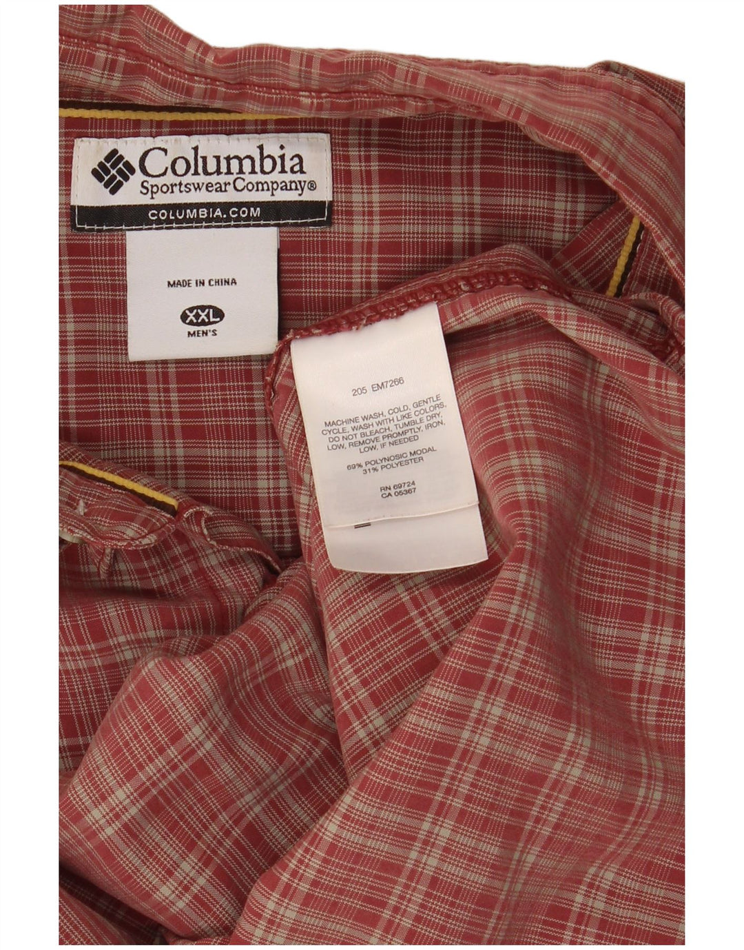 Camisa xadrez masculina Columbia 2XL vermelho xadrez modal
