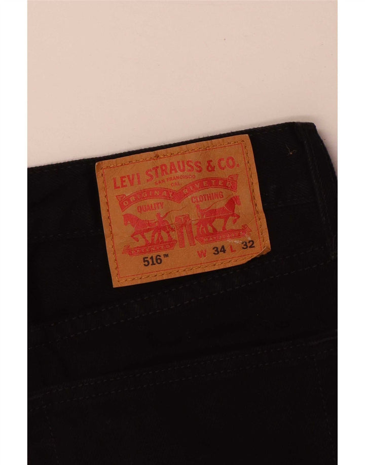 Levi's Masculino 516 Slim Straight Jeans W34 L32 Algodão Preto