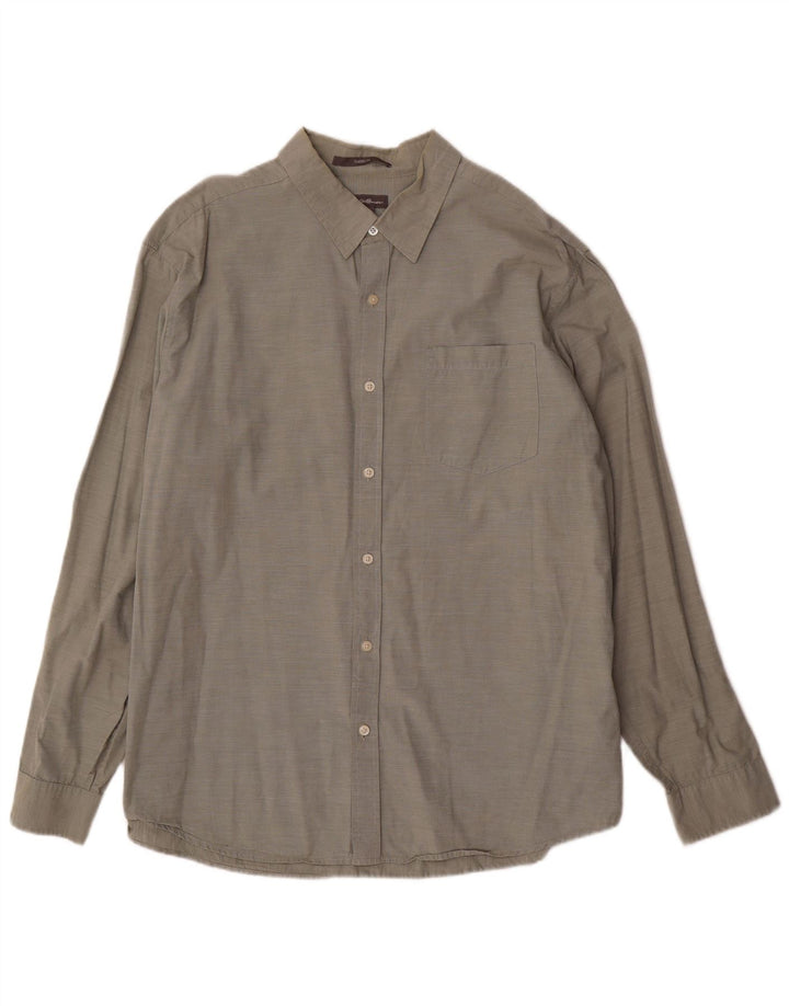 Eddie Bauer Camisa masculina clássica de ajuste XL algodão verde