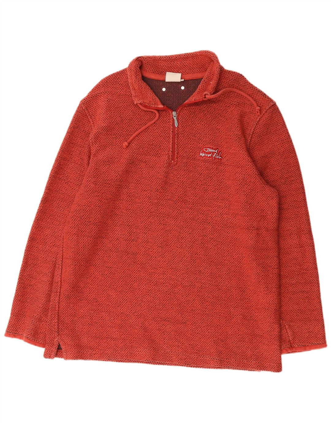 Moletom masculino Weird Fish com zíper e gola em algodão vermelho 2XL