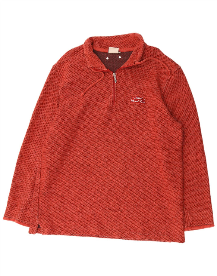 Moletom masculino Weird Fish com zíper e gola em algodão vermelho 2XL