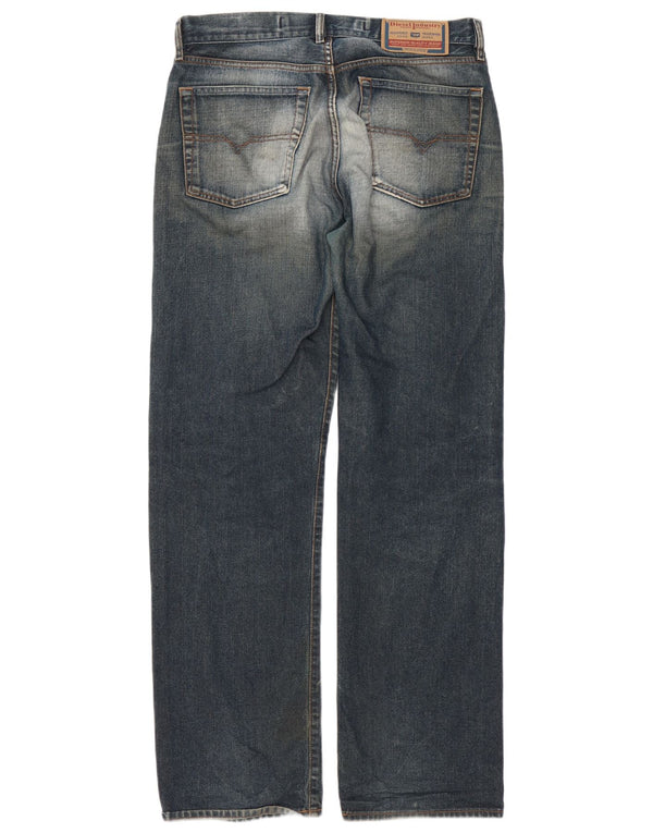 Diesel Mens Straight Jeans W34 L34 Azul Marinho Algodão