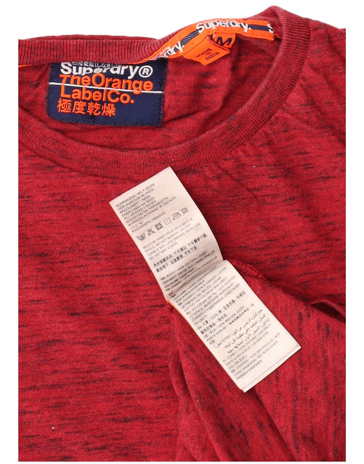 Camiseta masculina Superdry Top médio algodão manchado vermelho