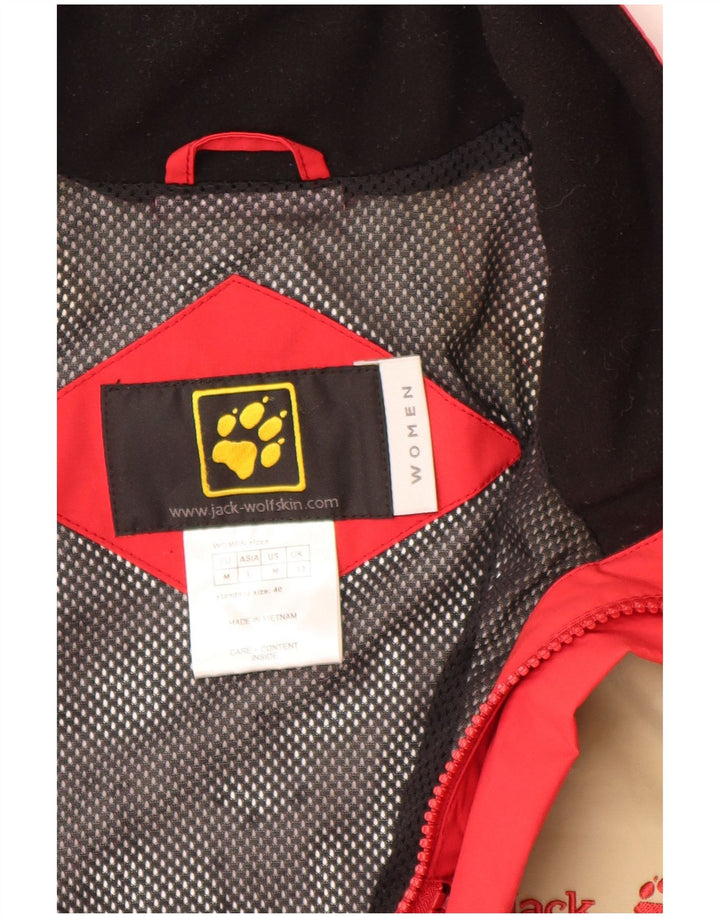 Jaqueta de chuva feminina Jack Wolfskin Loose Fit UK 12 Medium Red Colourblock