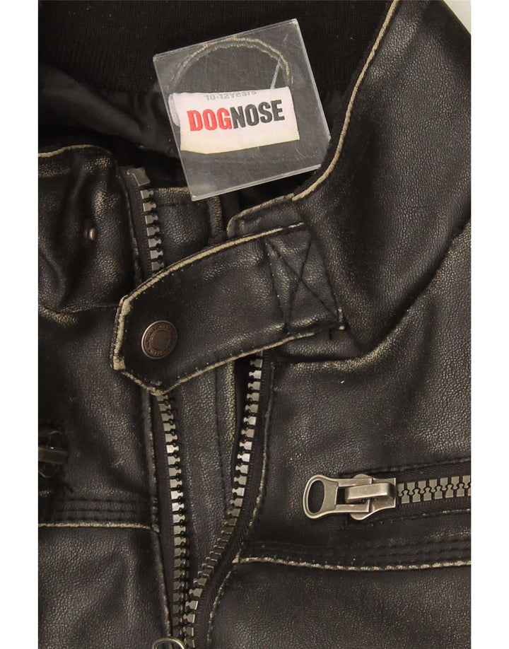 Jaqueta de couro bomber Dognose Boys 10-11 anos preta