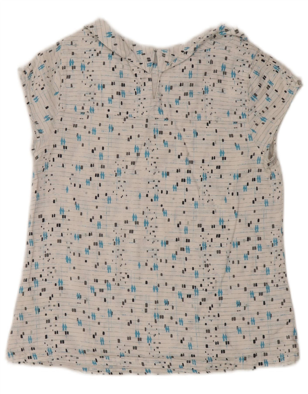 Blusa Feminina White Stuff Top UK 8 Algodão Geométrico Pequeno