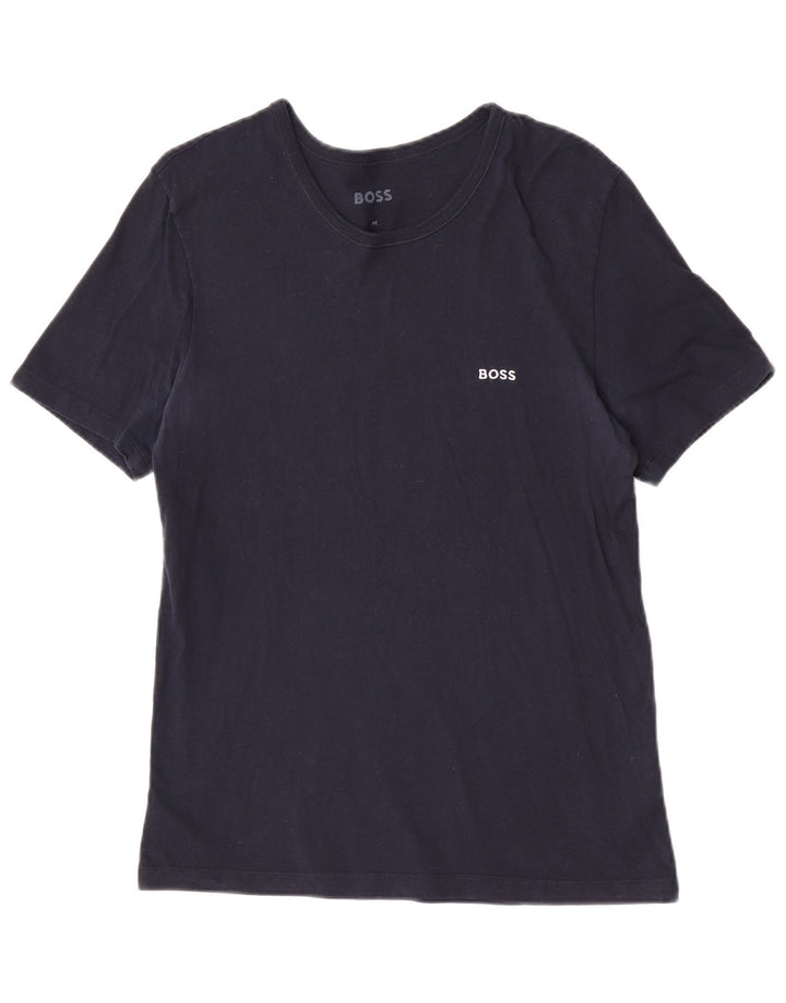 Camiseta masculina Hugo Boss Top médio algodão azul marinho