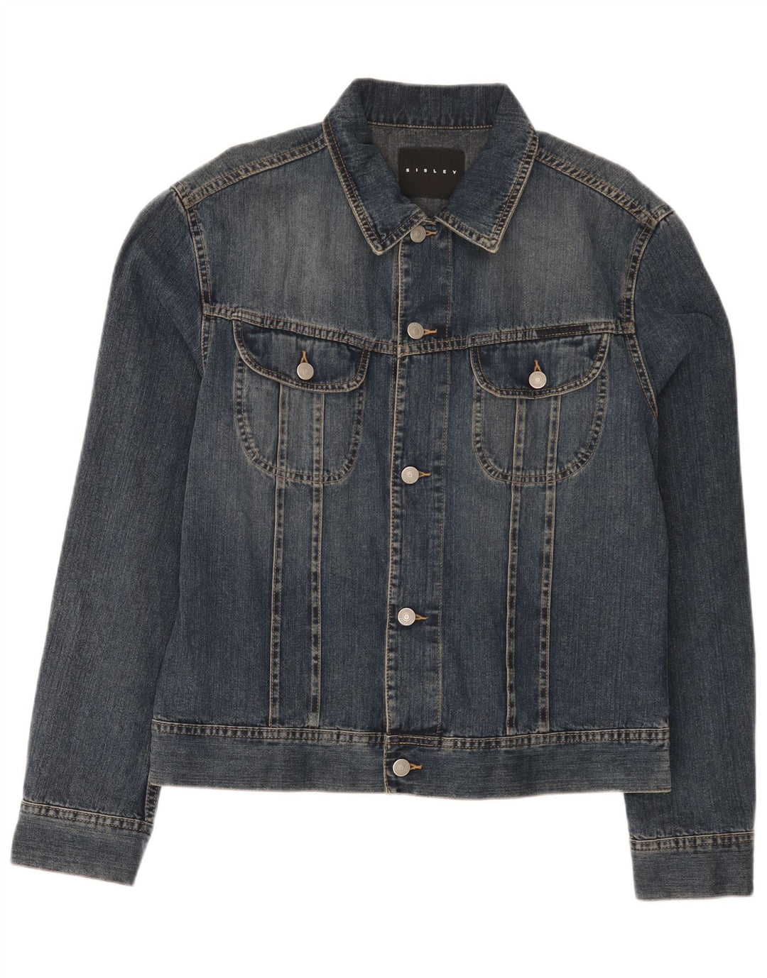Jaqueta jeans masculina Sisley UK 40 grande algodão azul