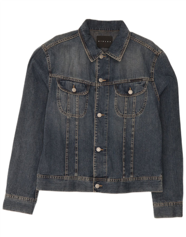 Jaqueta jeans masculina Sisley UK 40 grande algodão azul