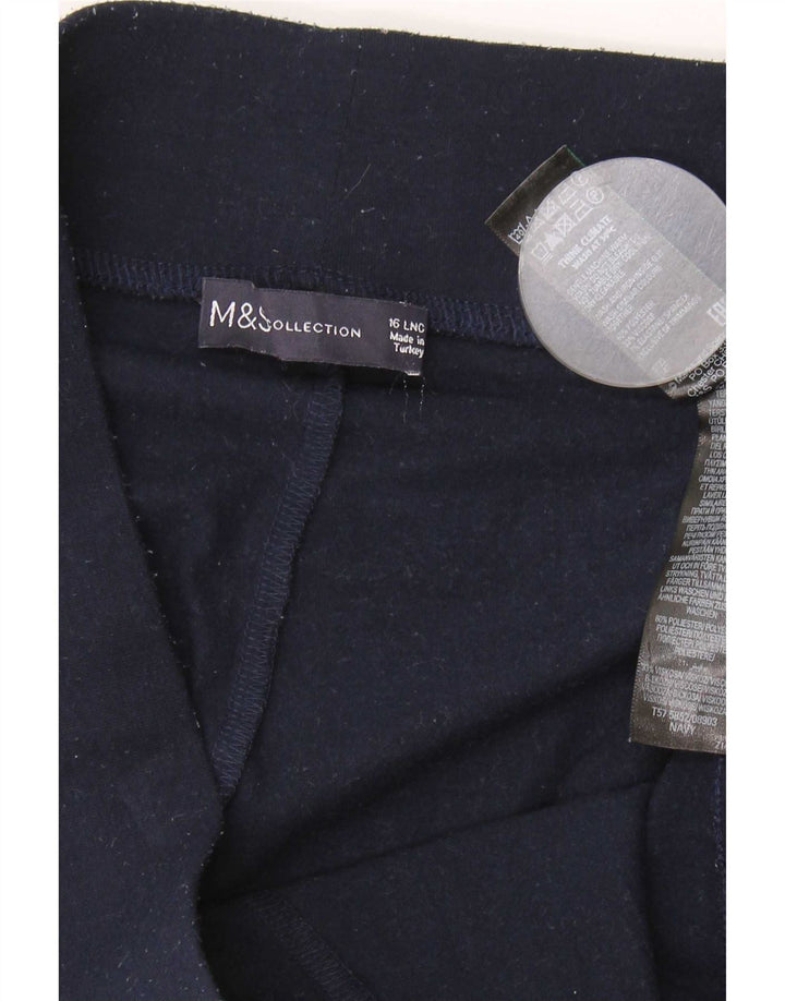 Leggings femininas Marks & Spencer Reino Unido 16 grande poliéster azul marinho