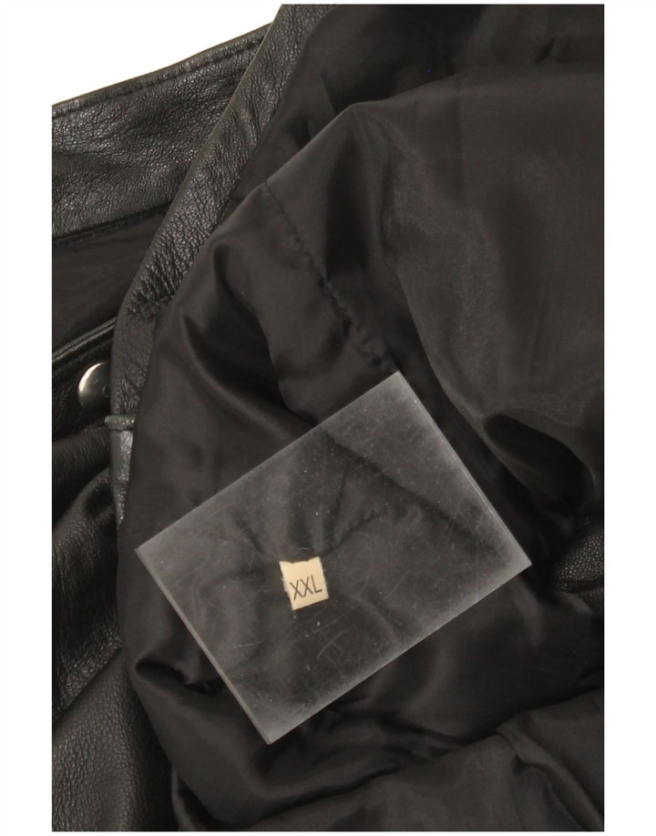 Jaqueta de couro masculina vintage UK 44 2XL preta