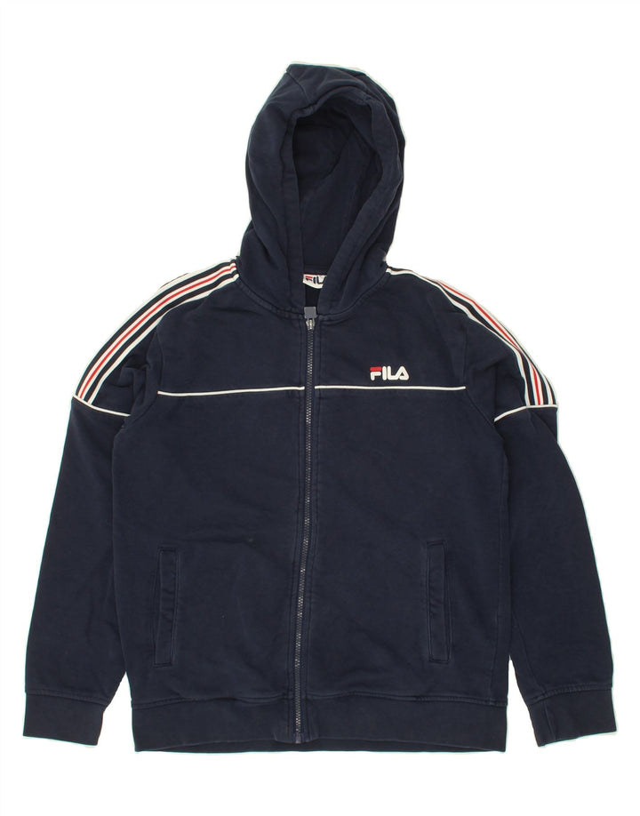 FILA Boys Zip Hoodie Sweater 13-14 Years Navy Blue Cotton Vintage Fila and Second-Hand Fila from Messina Hembry 