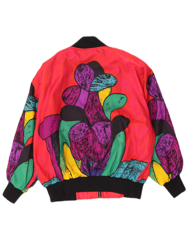 Jaqueta bomber feminina vintage com padrão abstrato IT 46 grande multicolorida