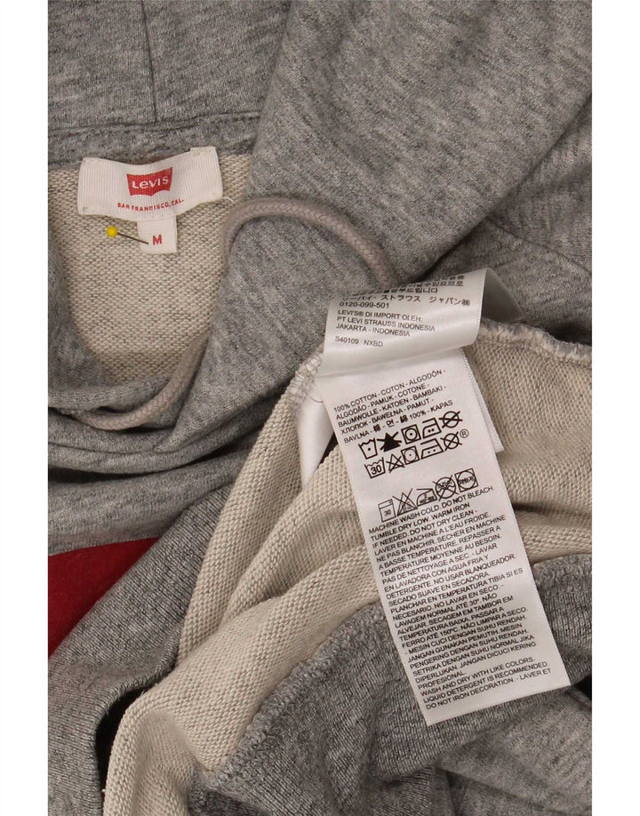 Suéter com capuz gráfico masculino Levi's algodão manchado cinza médio