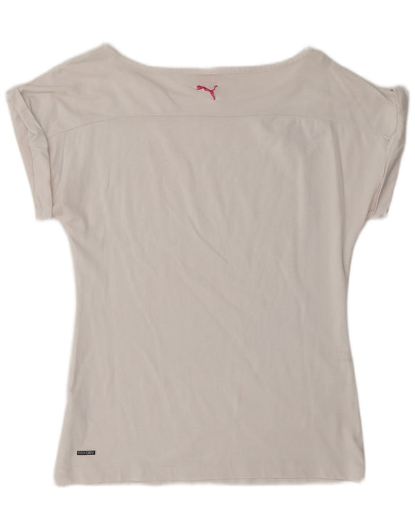 Camiseta feminina Puma UK 12 algodão geométrico branco médio