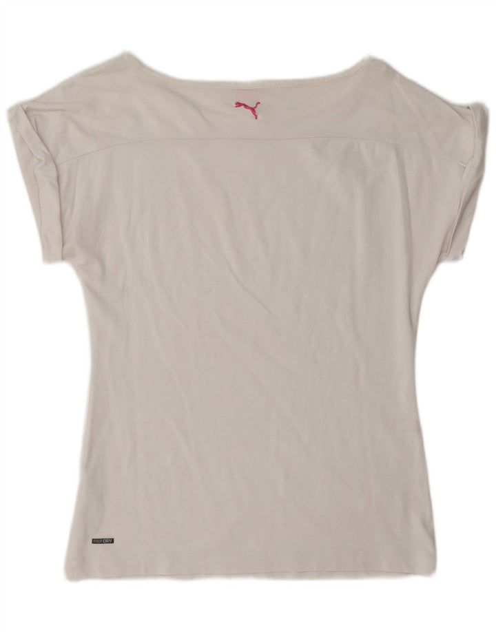 Camiseta feminina Puma UK 12 algodão geométrico branco médio