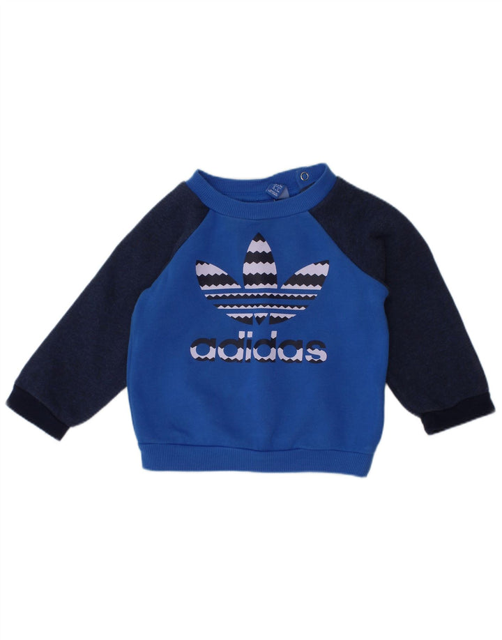 ADIDAS Baby Boys Graphic Sweatshirt Jumper 6-9 Meses Azul Colorblock