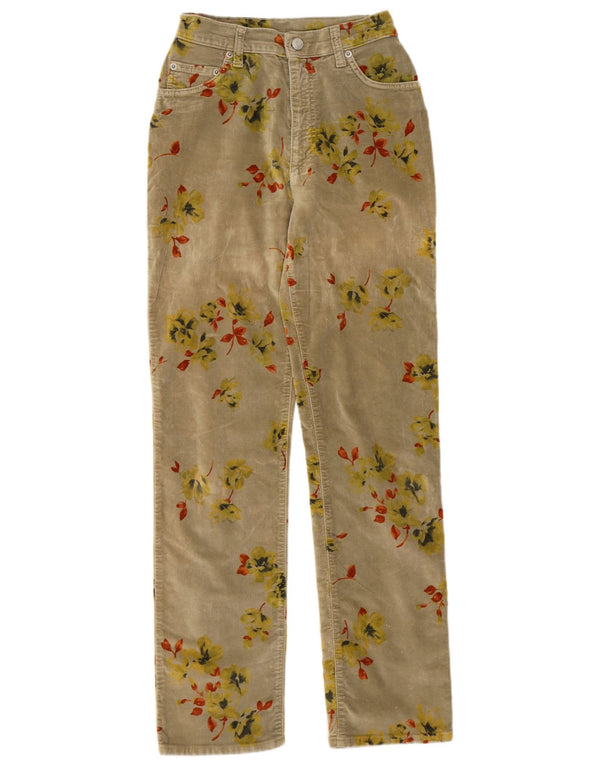 Outrage Calça feminina reta casual W27 L30 cáqui floral algodão