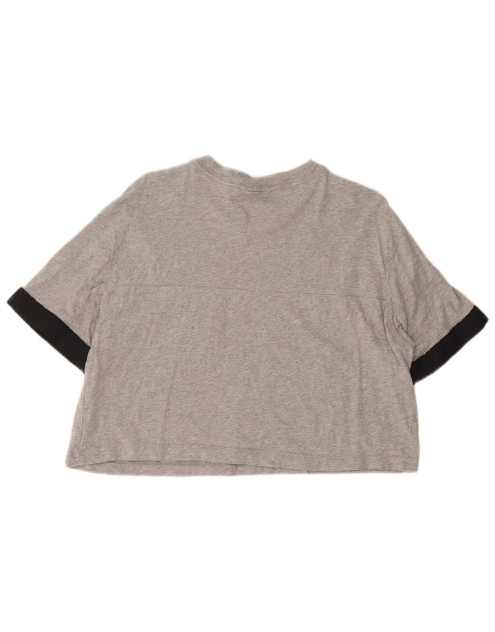 Camiseta feminina NIKE Crop Graphic UK 14 cinza médio colorblock algodão