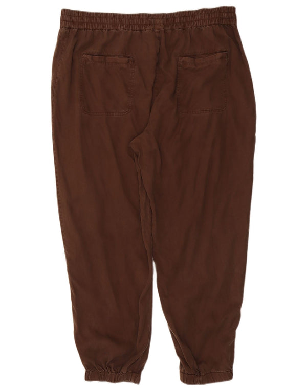 Calças femininas Fat Face Joggers cortadas Reino Unido 16 Grande W38 L25 Lycra marrom