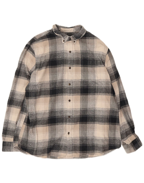 Camisa masculina de flanela de ajuste regular Marks & Spencer 2XL algodão xadrez bege