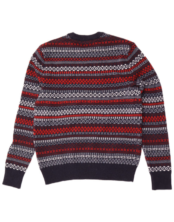 Suéter masculino Gap com gola redonda e lã de cordeiro geométrica azul marinho pequena