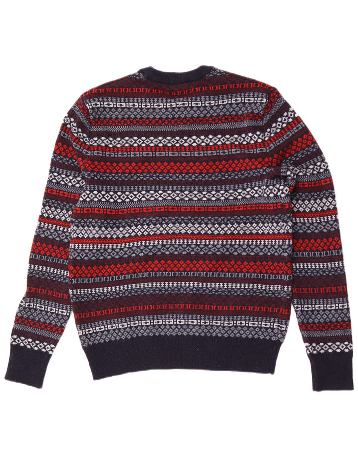 Suéter masculino Gap com gola redonda e lã de cordeiro geométrica azul marinho pequena