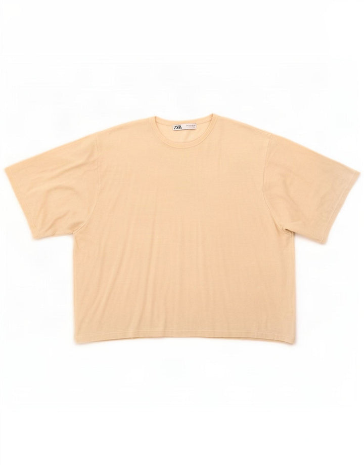 Camiseta feminina grande Zara UK 10 pequena viscose off white