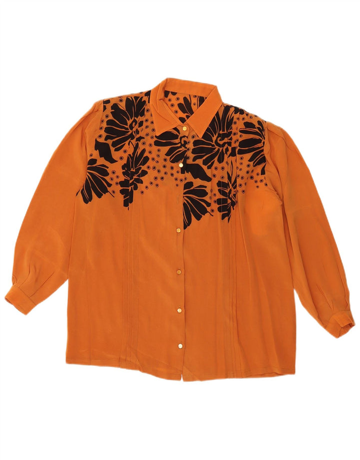 Blusa feminina VINTAGE UK 16 grande laranja floral