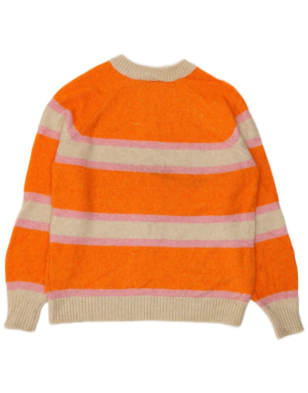 Suéter feminino Marks & Spencer com gola redonda, 10 listrado laranja pequeno