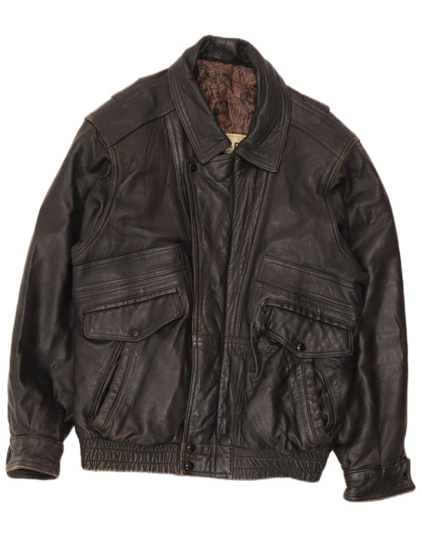 Jaqueta de couro masculina vintage Reino Unido 36 couro marrom pequeno