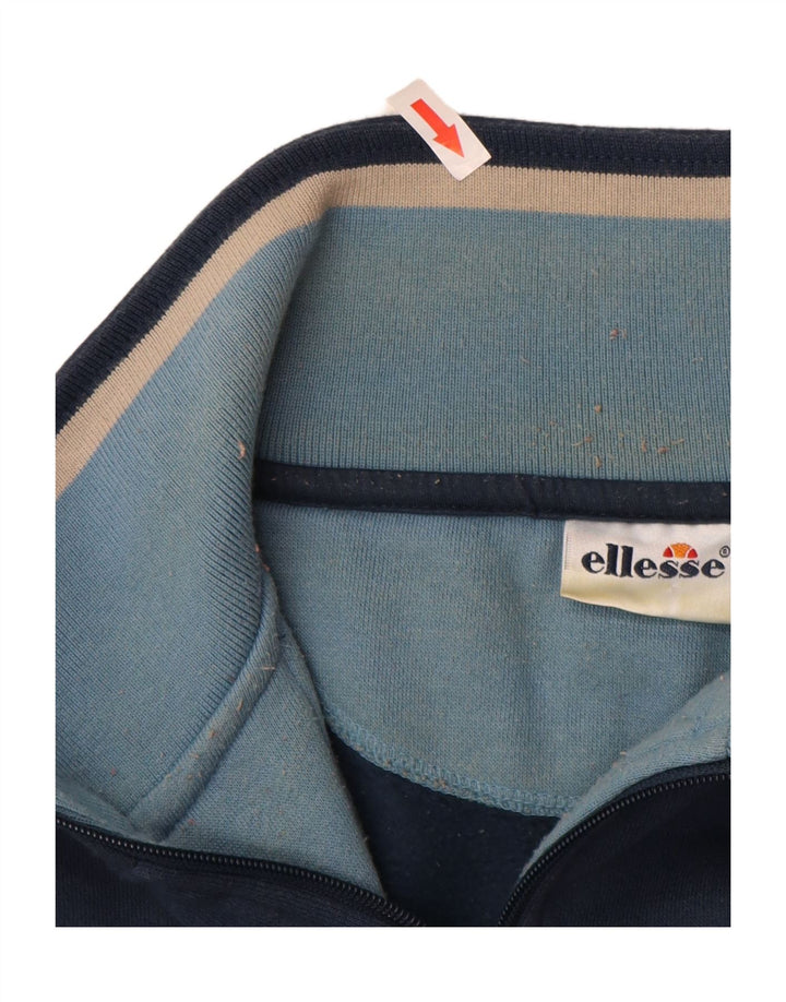 Suéter masculino Ellesse com zíper e gola grande de algodão azul marinho