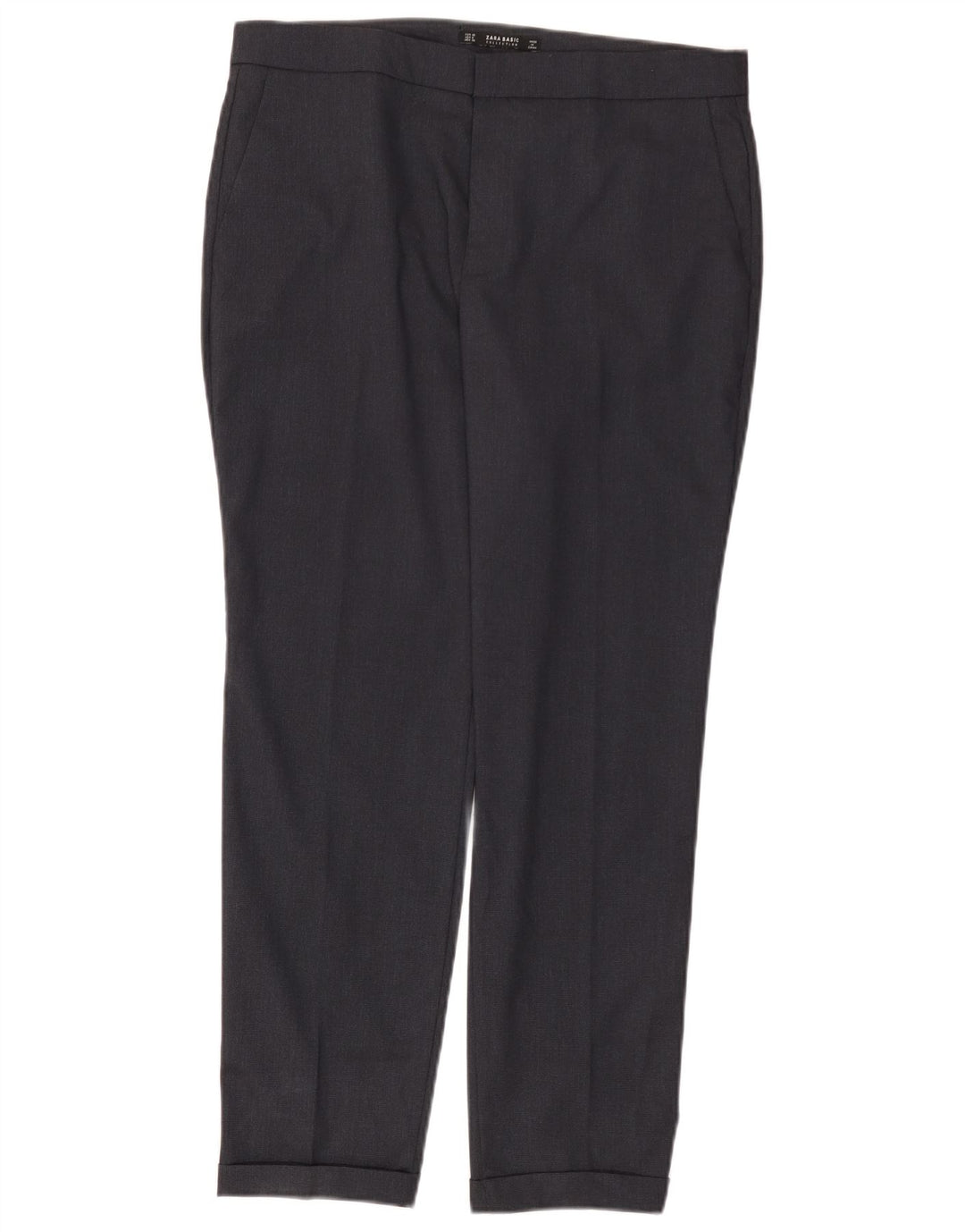 Zara Calça Chino Feminina Slim EU 40 Médio W30 L27 Azul Marinho Poliéster