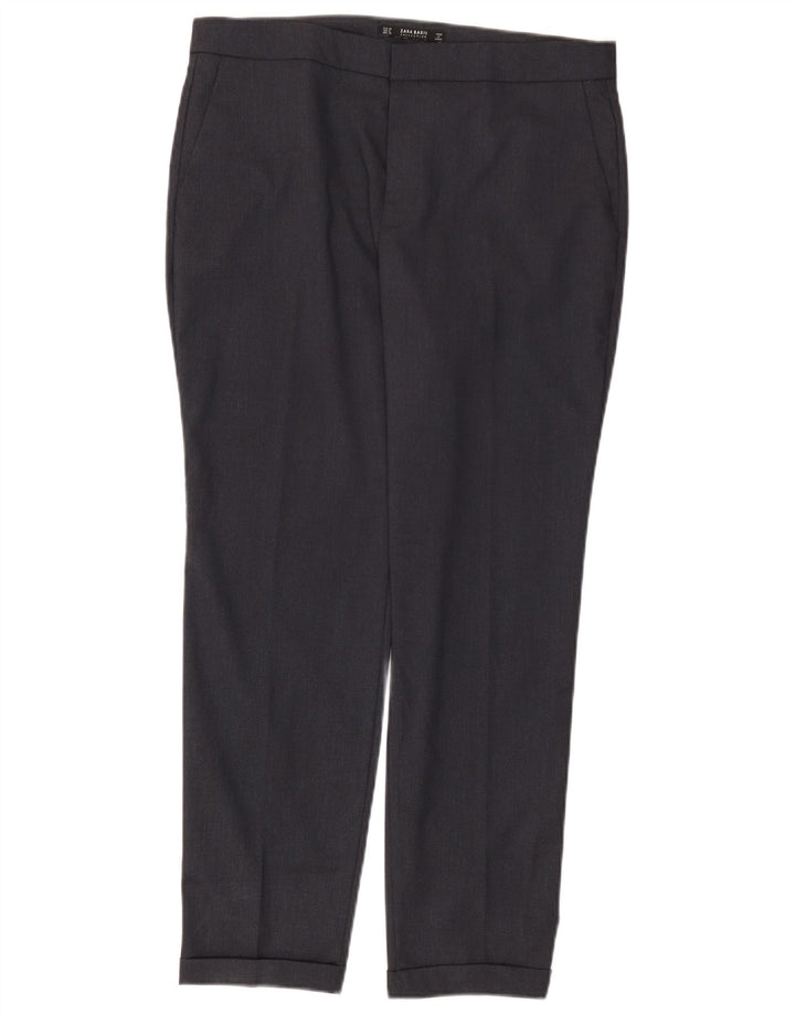 Zara Calça Chino Feminina Slim EU 40 Médio W30 L27 Azul Marinho Poliéster