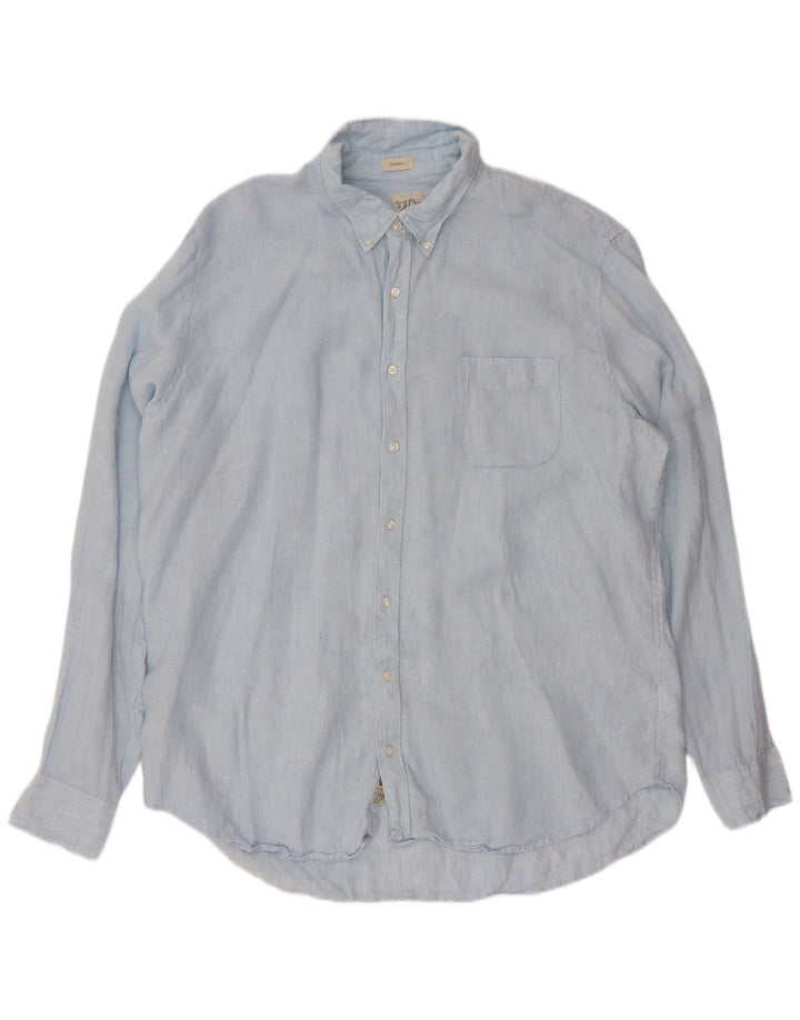 J. CREW Camisa masculina alta clássica de ajuste 2XL linho azul